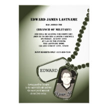 Military Send Off Dog Tags Photo Custom Invitation