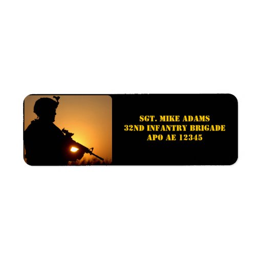 Military Soldier With Rifle At Sunset Return Address Label