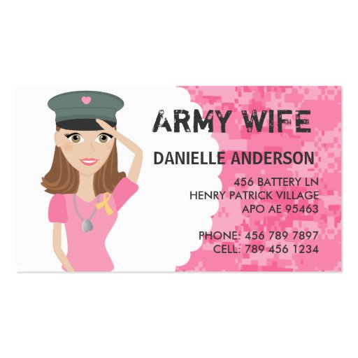 Military Spouse Calling Card Business Cards (front side)