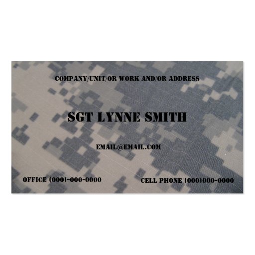 Military Style Business Cards (front side)