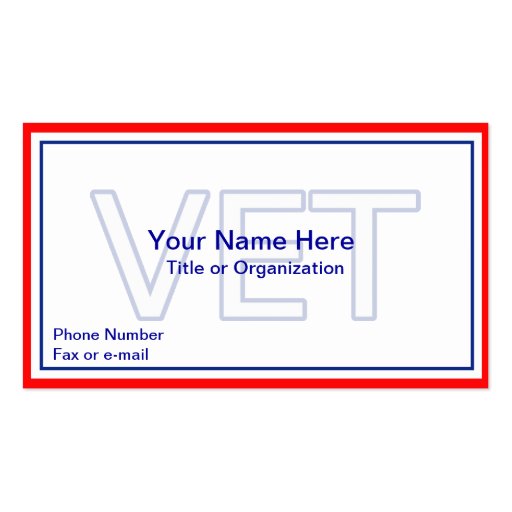 Military Veteran Business Card (front side)