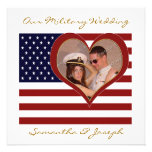 Military Wedding Invitation - Photo Flag Heart