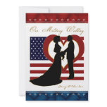 Military Wedding Invitation Silhouette Flag Heart