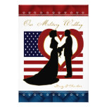 Military Wedding Invitation Silhouette Flag Heart