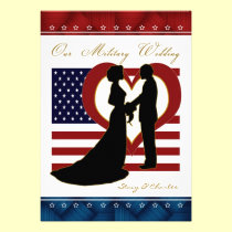 Military Wedding Invitation Silhouette Flag Heart invitations