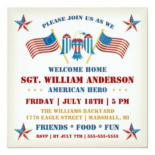 military welcome home party invitation zazzle welcome home invitations
