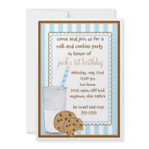 Milk and Cookies  Birthday Invitation