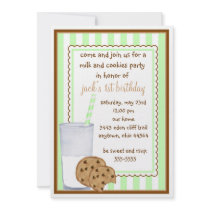 Milk and Cookies  Birthday Invitation