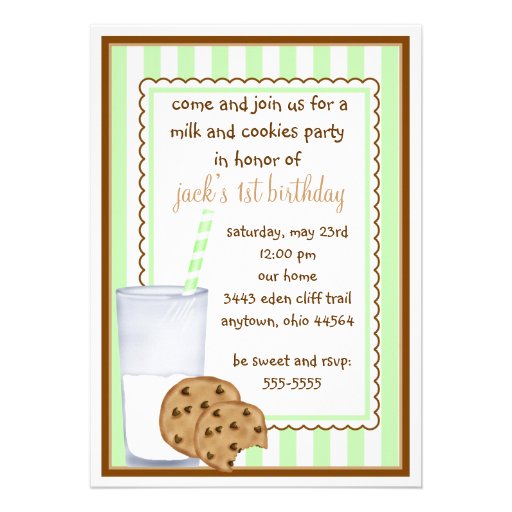 Milk and Cookies  Birthday Invitation