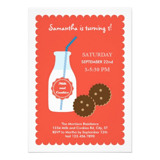 Milk and Cookies Birthday Invitation