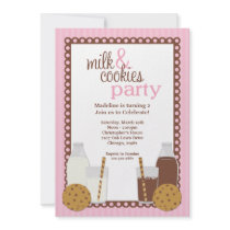 Milk and Cookies Birthday Party Invitation