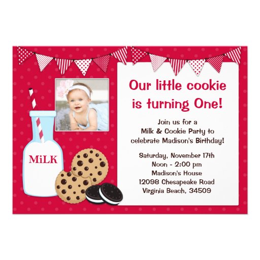 Milk and Cookies Birthday Party Invitation