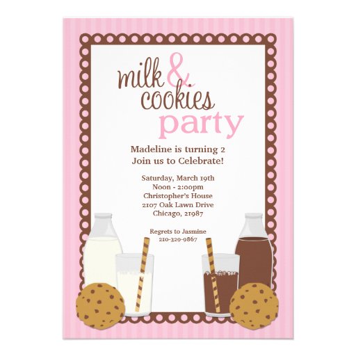 Milk and Cookies Birthday Party Invitation