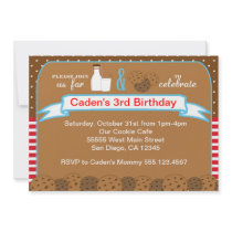Milk and Cookies Birthday Party Invitations