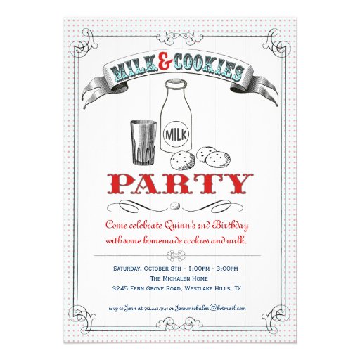 Milk and Cookies Party Invitation