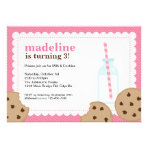 Milk and Cookies Pink and Brown Invite