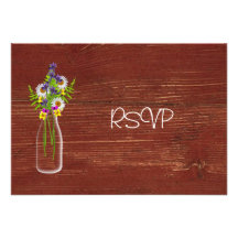 Milk Bottle Of Wildflowers Reception RSVP Invites