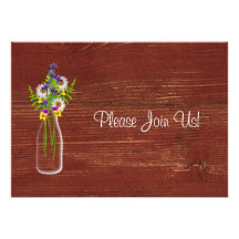 Milk Bottle Of Wildflowers Wedding Invitation
