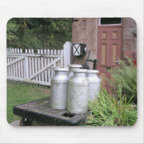 Milk churns at Stogumber Station, Somerset, UK mousepads
