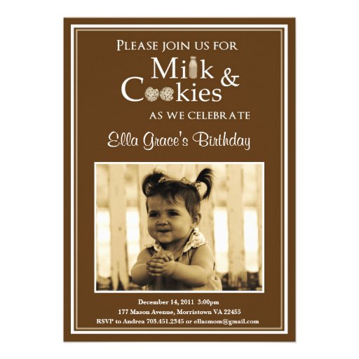 Milk & Cookies Birthday Party Invitation (front side)