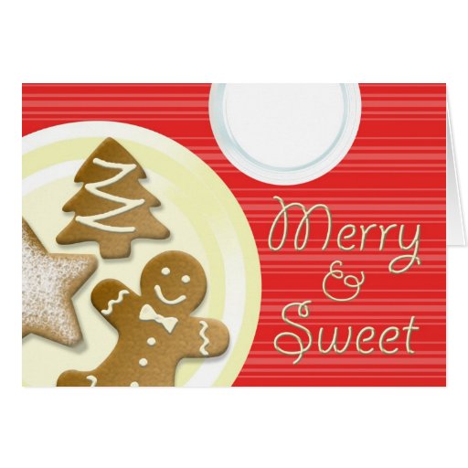 Milk cookies merry & sweet red stripes holiday cards