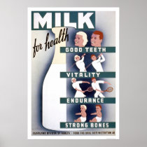 Milk For Health 1940 WPA Print