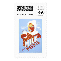 Milk For Warmth Energy 1941 WPA Stamp