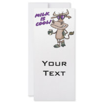 milk is cool funny cute cow cartoon personalized rack card