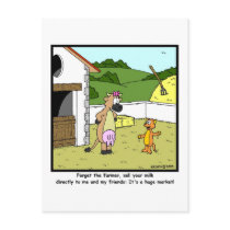 Milk Market: Cow & Cat Cartoon Post Cards