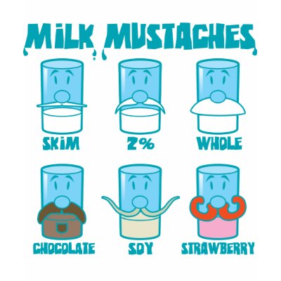 Milk Mustaches T Shirts by Detourdesignables