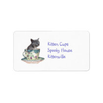 Milk or sugar? Kitten in a cup address label