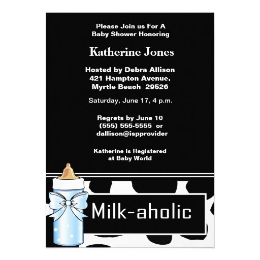 Milkaholic Baby Boy Shower Invitation