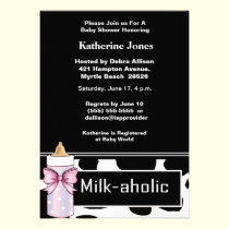 Milkaholic Baby Girl Shower Invitation invitations