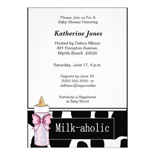 Milkaholic Baby Girl Shower Invitation