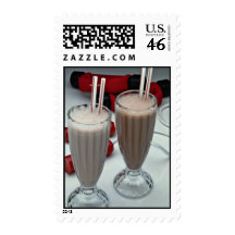 Milkshakes in glass tumblers stamps
