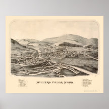 Millers Falls, MA Panoramic Map - 1889 Poster