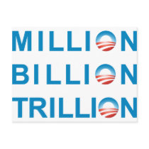 MILLION BILLION TRILLION postcards