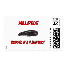 Millipede trapped in a human body stamp