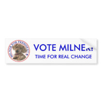 Milner, TIME FOR REAL CHANGE, VOTE MILNER! bumper stickers by mikek92349 Milner, TIME FOR REAL CHANGE, VOTE MILNER! bumper stickers