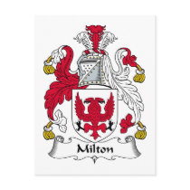 Milton Family Crest postcards by coatsofarms Milton Family Crest postcards