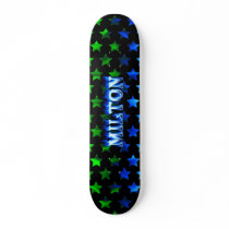 Milton skateboard blue fire and flames design