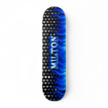 Milton skateboard blue fire and flames design