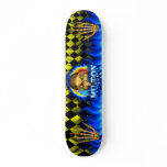 Milton skull blue fire Skatersollie skateboard