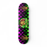 Milton skull green fire Skatersollie skateboard.