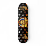 Milton skull real fire and flames skateboard desig