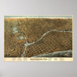 Milwaukee birdseye map  - 1872 (Bailey) BigMapBlog Posters