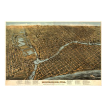 Milwaukee birdseye map  - 1872 (Bailey) BigMapBlog posters