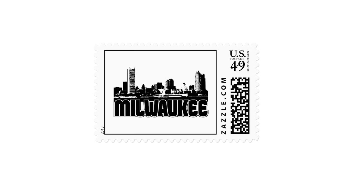 Milwaukee Skyline Stamp Zazzle