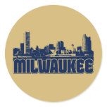 Milwaukee Skyline Round Stickers