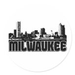 Milwaukee Skyline Round Stickers